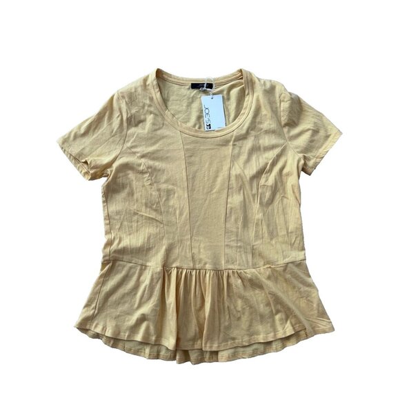 Joe's Collection Peggy Peplum Ruffled Hem Top Pastel Yellow ( M ) - Picture 2 of 3